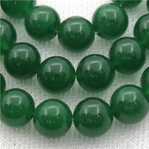 deep green Spong Jade Beads, round, approx 14mm dia [JD10067-14MM]