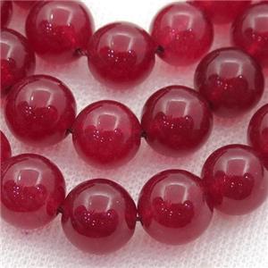 red Spong Jade Beads, round, approx 14mm dia [JD10068-14MM]