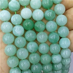green Spong Jade Beads, round, approx 14mm dia [JD10073-14MM]