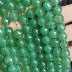 green Jade Beads, faceted round, b-grade, approx 10mm dia [JD10091]