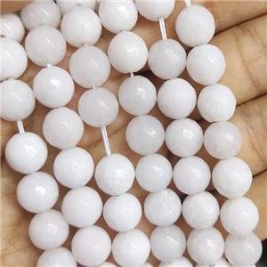 white Jade Beads, faceted round, b-grade, approx 10mm dia [JD10092]
