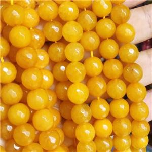 gold Jade Beads, faceted round, b-grade, approx 10mm dia [JD10093]