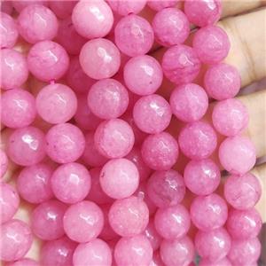 lt.hotpink Jade Beads, faceted round, b-grade, approx 10mm dia [JD10098]