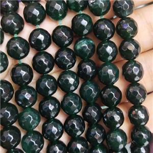 darkgreen Jade Beads, faceted round, b-grade, approx 10mm dia [JD10101]
