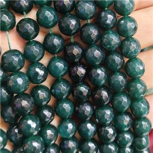 green Jade Beads, faceted round, b-grade, approx 10mm dia [JD10102]