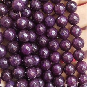 purple Jade Beads, faceted round, b-grade, approx 10mm dia [JD10103]