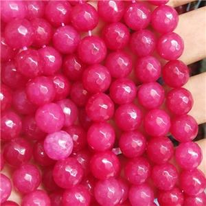 hotpink Jade Beads, faceted round, b-grade, approx 10mm dia [JD10105]