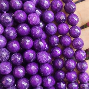 purple Jade Beads, faceted round, b-grade, approx 10mm dia [JD10107]