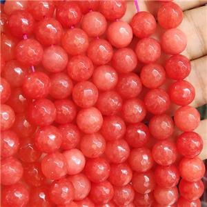 orange Jade Beads, faceted round, b-grade, approx 10mm dia [JD10110]