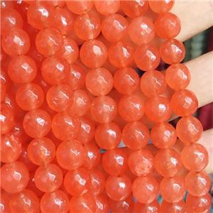 orange Jade Beads, faceted round, b-grade, approx 10mm dia [JD10111]