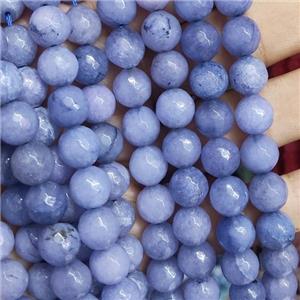 blue Jade Beads, faceted round, b-grade, approx 10mm dia [JD10113]