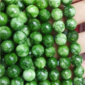 green Jade Beads, faceted round, b-grade, approx 10mm dia [JD10115]