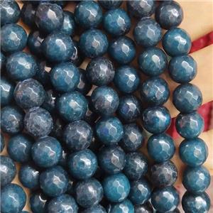 blue Jade Beads, faceted round, b-grade, approx 10mm dia [JD10117]
