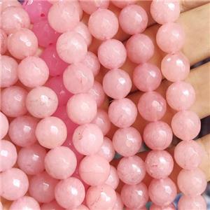pink Jade Beads, faceted round, b-grade, approx 10mm dia [JD10118]