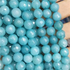 teal Jade Beads, faceted round, b-grade, approx 10mm dia [JD10119]