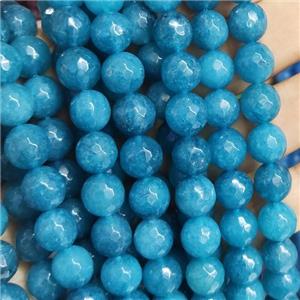 teal Jade Beads, faceted round, b-grade, approx 10mm dia [JD10123]