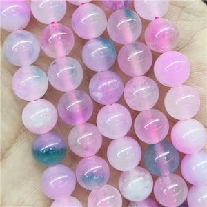 round Jade Beads, pink, dye, approx 10mm dia [JD10133-10MM]