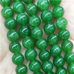 round Jade Beads, green, dye, approx 10mm dia [JD10134-10MM]