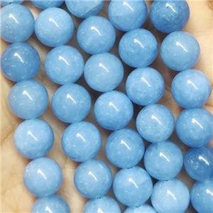 round blue Jade Beads, dye, approx 10mm dia [JD10152]