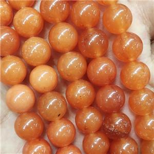 round Jade Beads, orange dye, approx 10mm dia [JD10157]