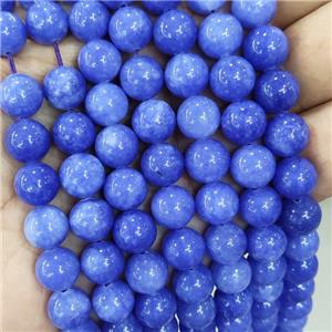round Jade Beads, royalblue dye, approx 10mm dia [JD10158]