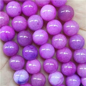 round Jade Beads, fuchsia dye, approx 10mm dia [JD10160]