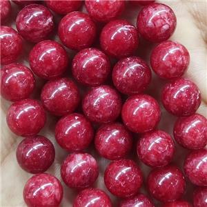round Jade Beads, red dye, approx 10mm dia [JD10167]
