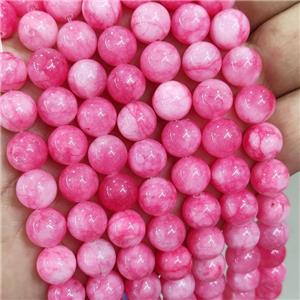 round pink Jade Beads, dye, approx 10mm dia [JD10170]