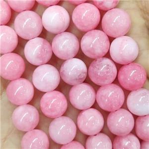 round Jade Beads, lt.pink dye, approx 10mm dia [JD10171]