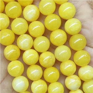 round Jade Beads, yellow dye, approx 10mm dia [JD10172]
