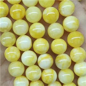 round yellow Jade Beads, dye, approx 10mm dia [JD10173]