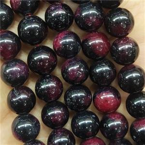 round fancy Jade Beads, red black dye, approx 10mm dia [JD10174]