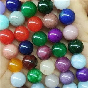 round Jade Beads, dye, mix color, approx 10mm dia [JD10176]