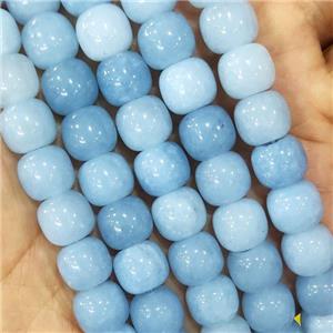 Blue Jade Barrel Beads Dye, approx 10mm [JD10178]