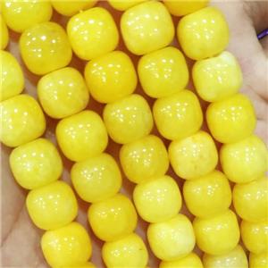 Yellow Jade Barrel Beads Dye, approx 10mm [JD10179]