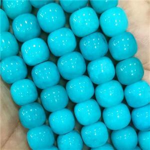Teal Jade Barrel Beads Dye, approx 10mm [JD10181]