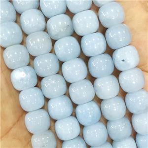 Lt.Blue Jade Barrel Beads Dye, approx 10mm [JD10183]