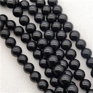 Round Jade Beads Black Dye Smooth, approx 10mm dia [JD10203-10MM]