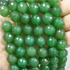 Green Jade Beads Dye Faceted Round, approx 14mm dia [JD10205]