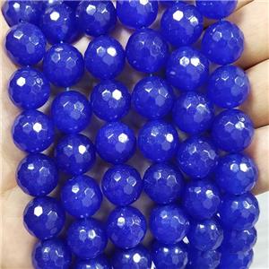 Blue Jade Beads Dye Faceted Round, approx 14mm dia [JD10208]