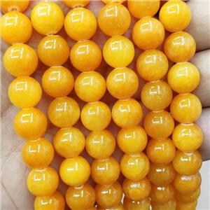Natural Honey Jade Beads Orange Dye Smooth Round, approx 4mm dia [JD10217-4MM]