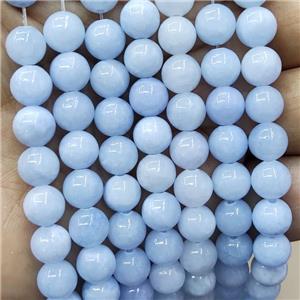 Natural Honey Jade Beads Lt.blue Dye Smooth Round, approx 4mm dia [JD10218-4MM]