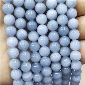 Natural Honey Jade Beads Blue Dye Smooth Round, approx 4mm dia [JD10219-4MM]