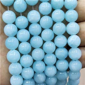 Natural Honey Jade Beads Blue Dye Smooth Round, approx 4mm dia [JD10220-4MM]