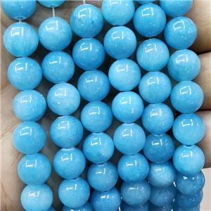Natural Honey Jade Beads Blue Dye Smooth Round, approx 4mm dia [JD10221-4MM]