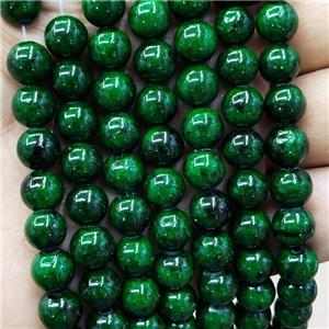 Natural Honey Jade Beads Deep Green Dye Smooth Round, approx 4mm dia [JD10222-4MM]