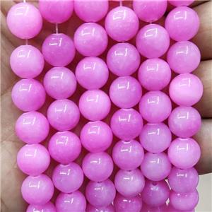 Natural Honey Jade Beads Hotpink Dye Smooth Round, approx 4mm dia [JD10229-4MM]