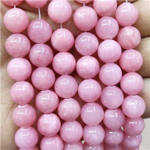 Natural Honey Jade Beads Pink Dye Smooth Round, approx 6mm dia [JD10230-6MM]