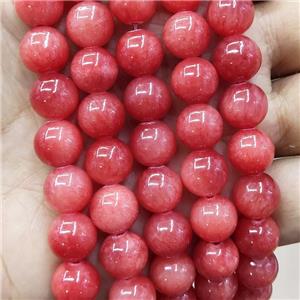 Natural Honey Jade Beads Red Dye Smooth Round, approx 12mm dia [JD10239-12MM]