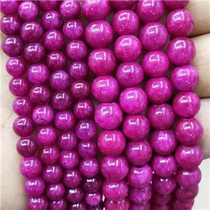 Natural Honey Jade Beads Hotpink Dye Smooth Round, approx 8mm dia [JD10246-8MM]